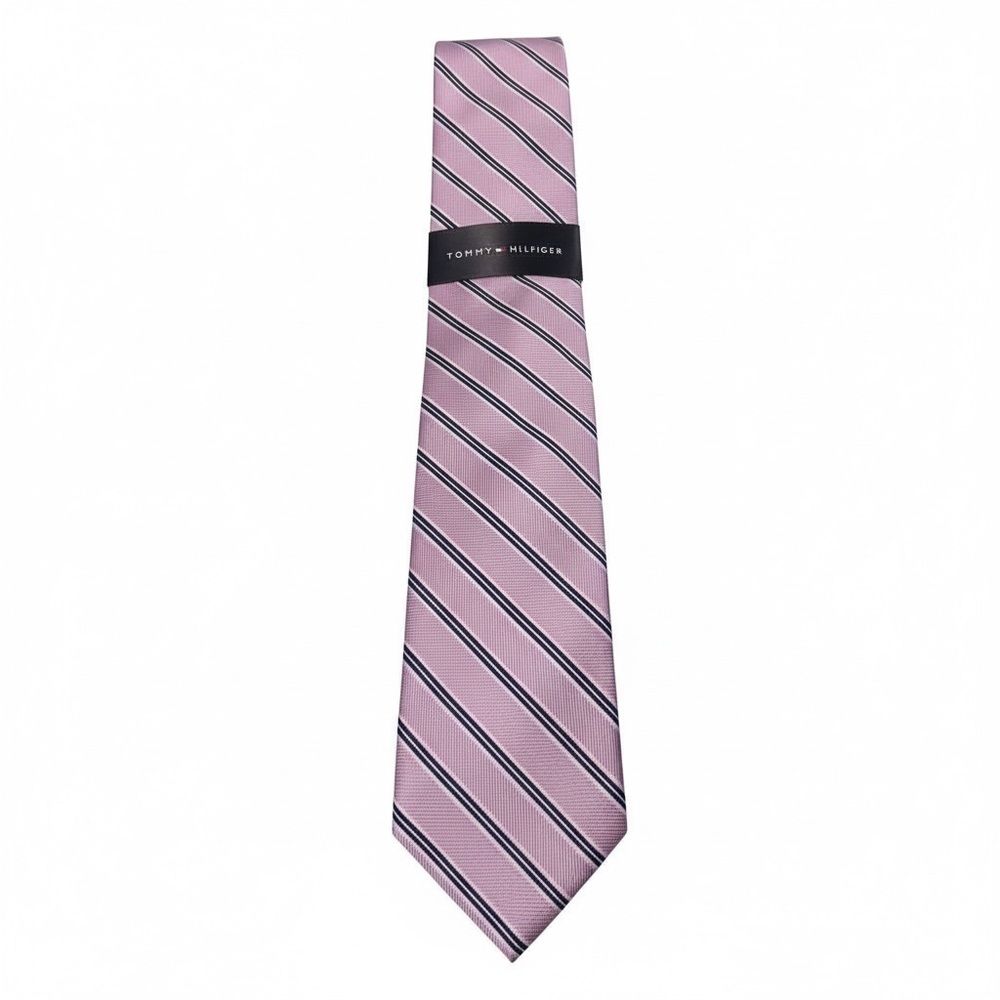 NWT Tommy Hilfiger Men's Silk Blend Lavender‎ Striped Tie Spring Summer Easter